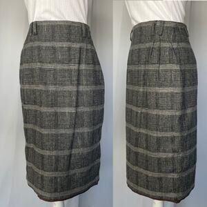 Vintage Pencil Skirt Size 5 XS Gray Stripe High Rise Wool Blend Academia Preppy